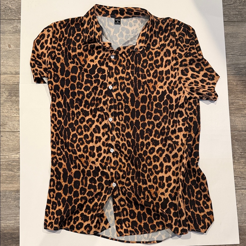 SHEIN Animal Print Shirt - Black and Brown